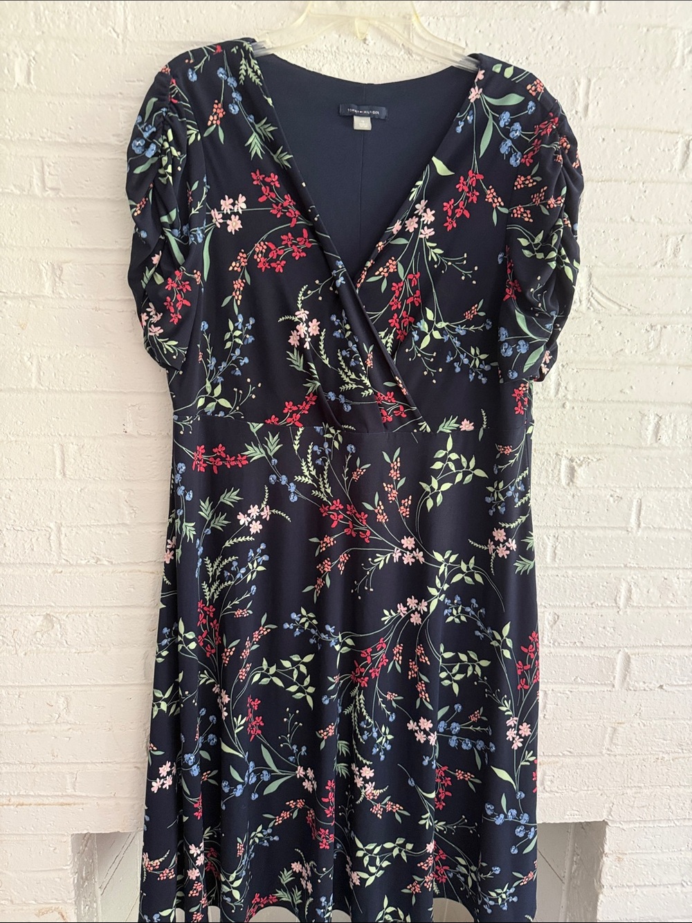 Tommy Hilfiger Navy Floral Wrap-Style Midi Dress
